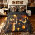 thumbnail image 3 of Manfei Jungle Animals Twin Bedding, Kawaii Lion Family Bedding Comforter Set, Dark Brown, Black Reversible, 7 Pieces, 3 of 6