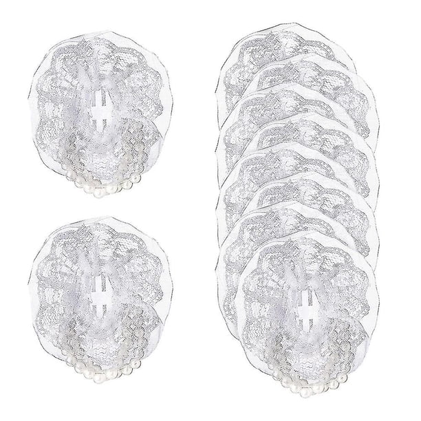 10 Uds. De bandas elásticas de encaje con perlas para muñeca, accesorios de ramillete, accesorios de decoración artesanal para muñeca de boda con perlas elásticas