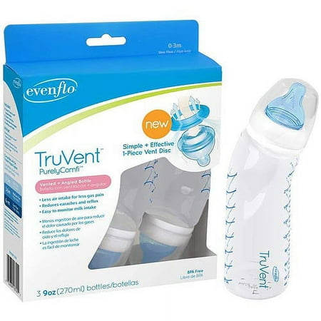 Evenflo Purely Comfi TruVent Bottles, 3 Count, 9 oz