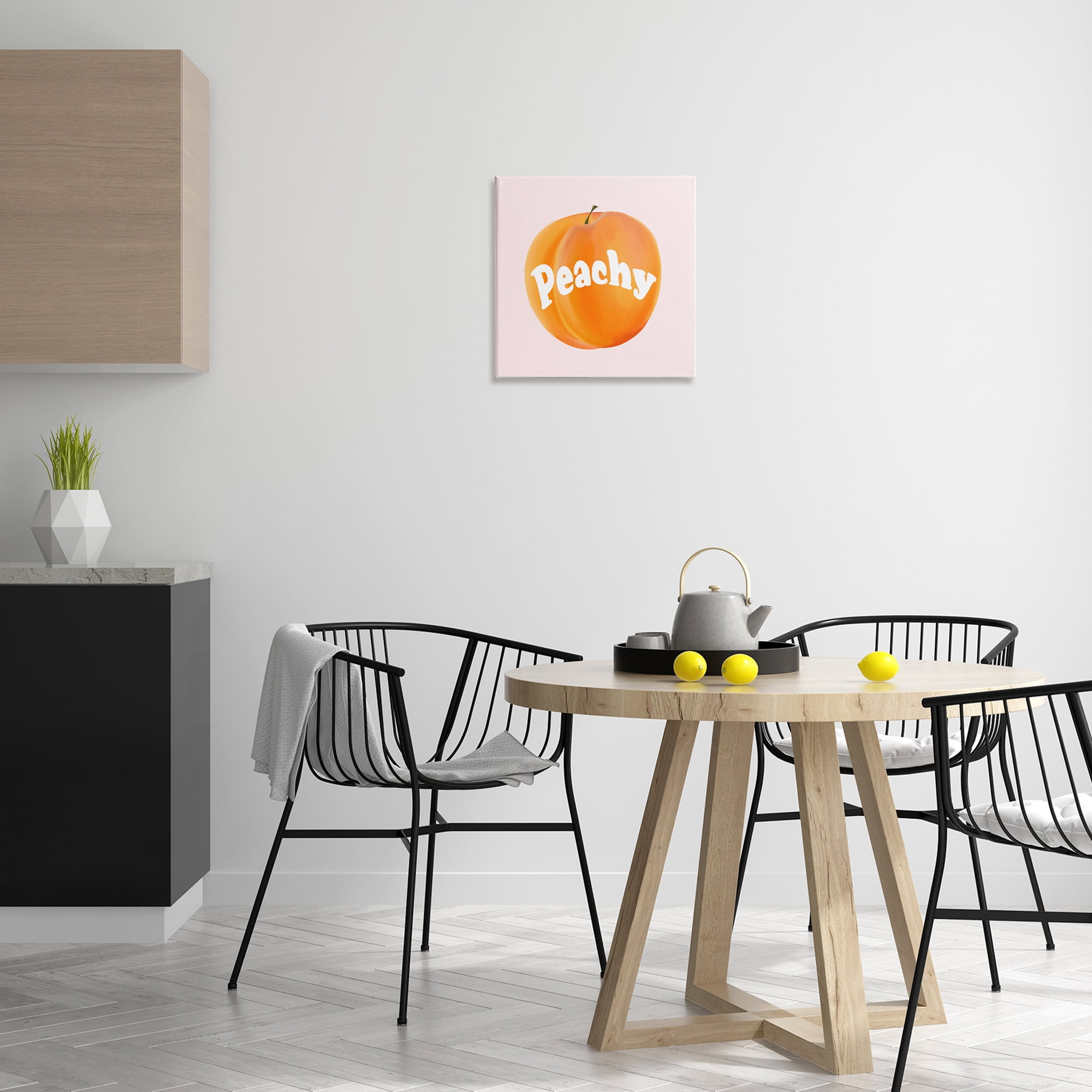 Stupell Industries Peachy Fruit Typography Food & Beverage Painting Wrapped Canvas Art Print Wall Art, 17 x 17