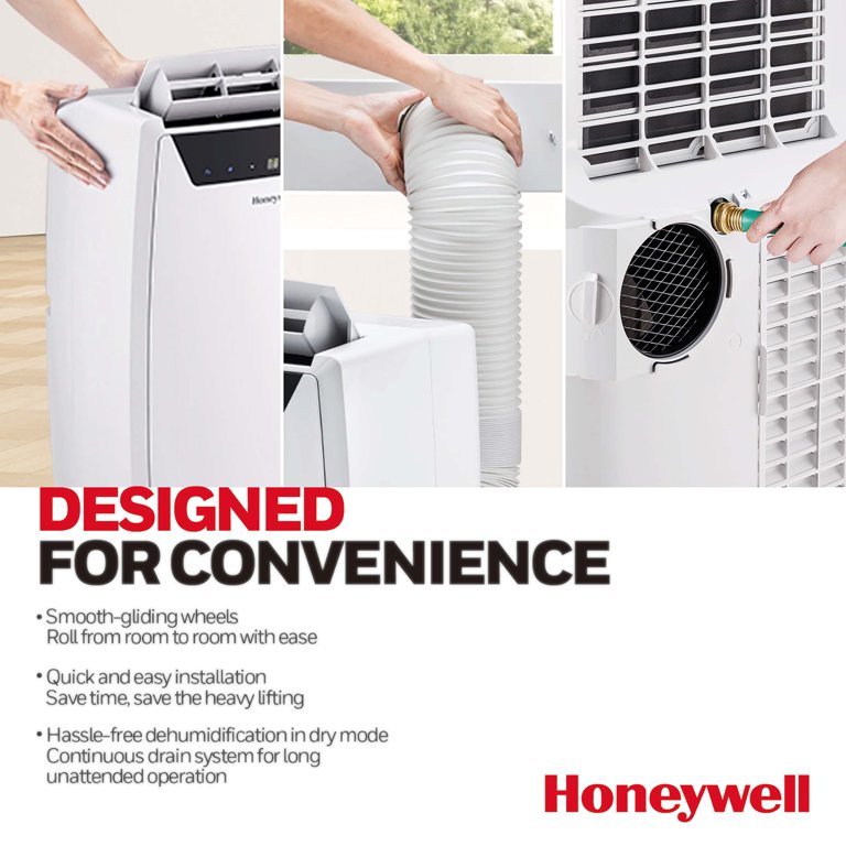 Honeywell Classic Portable Air Conditioner with Dehumidifier u0026 Fan, Cools  Rooms Up to 700 Sq. Ft. with Drain Pan u0026 Insulation Tape, MN4CFSWW0 (White)  - Walmart.com