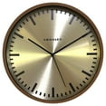 thumbnail image 1 of Home Trends 14" wall clock, Chestnut coloured frame with gold metal dial, 1 of 1
