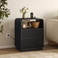 thumbnail image 6 of FANRAL Set of 2 Modern 2 Drawer Nightstands with Charging Station,Wooden Bedside Table End Table with Curved Silhouette & Metal Handles,Black Night Stand, 6 of 7