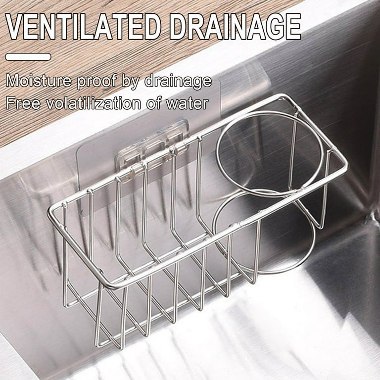 Vntub Clearance Under 5 Kitchen Utensils & Gadgets Sponge Holder For  Kitchen Sink 2 In 1 Sink Frame 304 Stainless Steel Kitchen Bathroom  Organizer