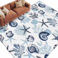 thumbnail image 2 of Summer Marine Life Washable Living Room Rugs 6'x9', Ocean Watercolor Conch Starfish Shell Coastal Low Pile Throw Large Area Rug Non-Slip Sturdy Edge Binding Carpet for Dining Room Kitchen Office, 2 of 9