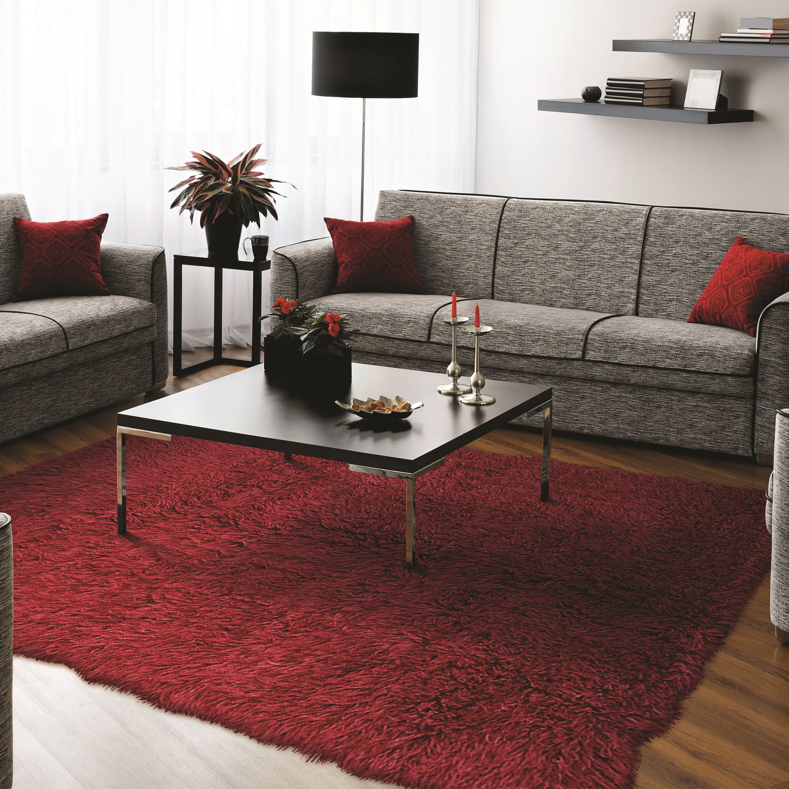 Linon 3a Flokati Area Rug Red 9ft X 12ft