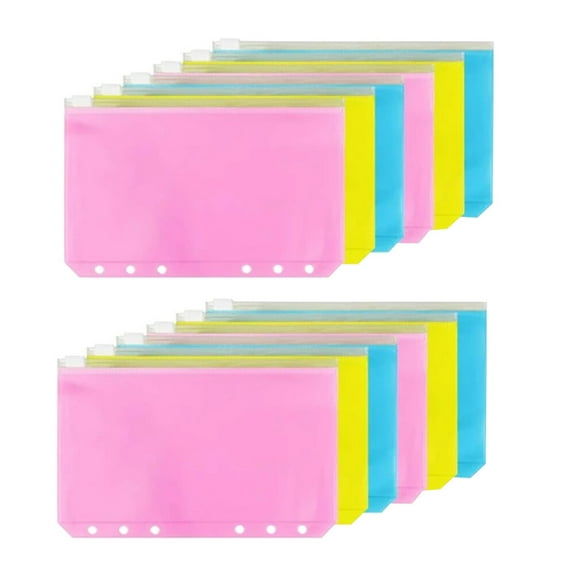 TAILTOSS PVC Binder Pockets Yellow for Six-Ring Compatibility 12Pcs 6.7X4.1X0.04In