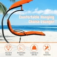 thumbnail image 4 of Patiojoy Outdoor Hanging Chaise Lounge Chair Floating Chaise Swing Lounger w/Canopy & Cushion Orange, 4 of 6