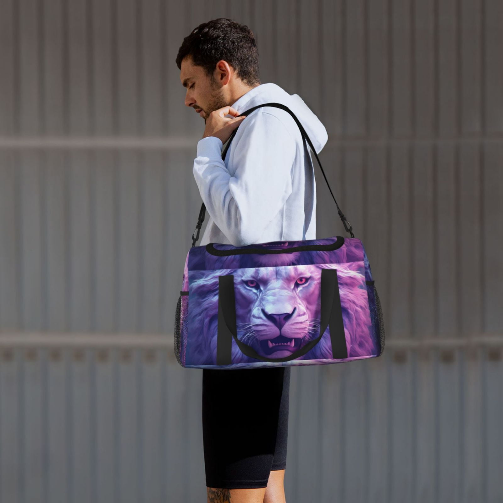 Fuzoiu Cool Lion Head Print Travel Duffle Bag,Carry On Tote Bags,Duffel Bag,Sport Gym Bag, Hospital Bag for Labor and Delivery, Overnight Bag,Luggage Bag