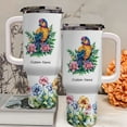 thumbnail image 3 of Personalized Parrot Lover Gift Tumbler 40oz – Custom Stainless Steel Coffee Travel Cup with Lid, Straw and Handle – Cute Animal Present for Women Girls Birthday Christmas, 3 of 6