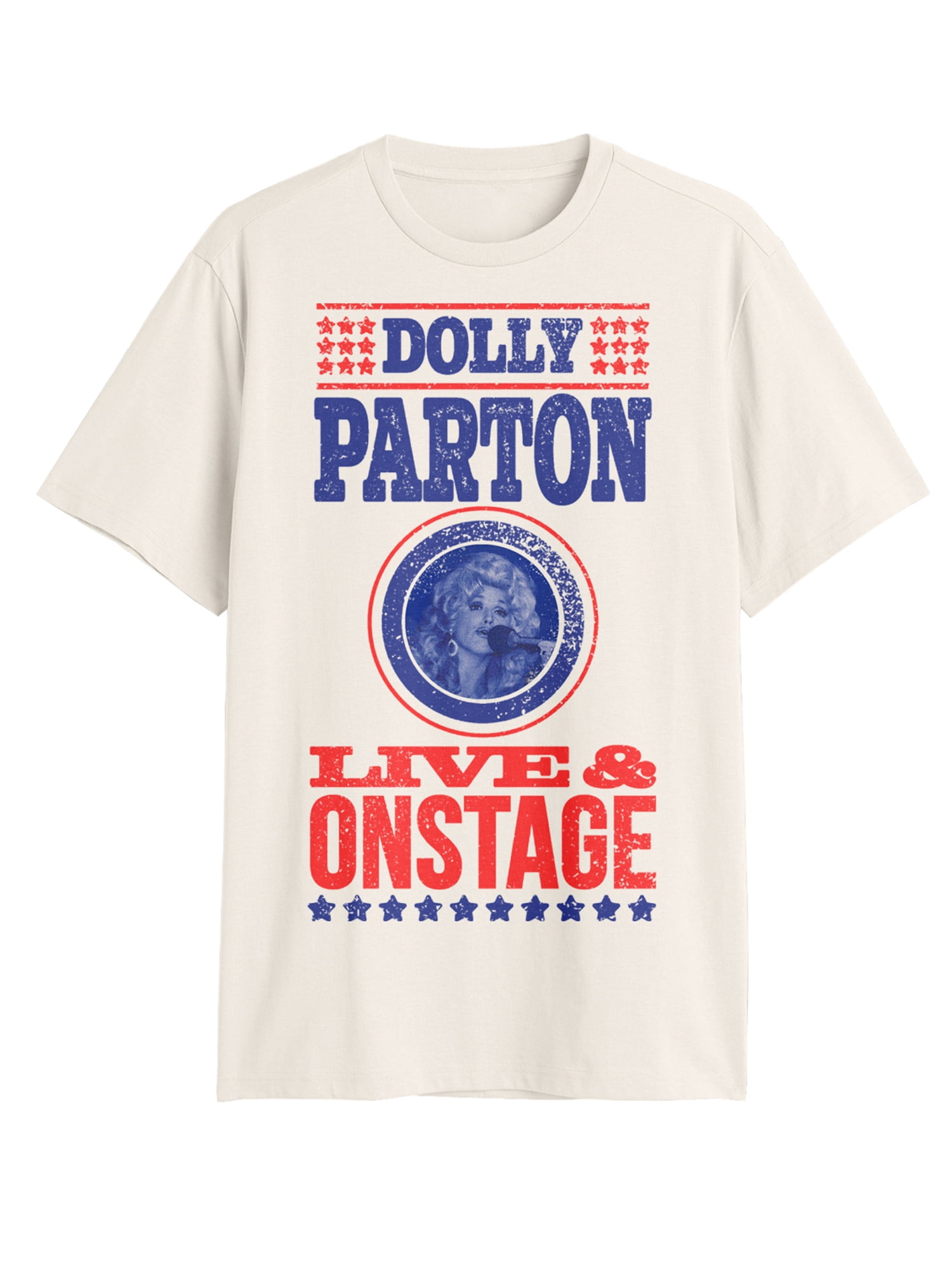 Dolly Parton Men’s Graphic Short Sleeve Tee, Live and Onstage, Sizes S–3XL