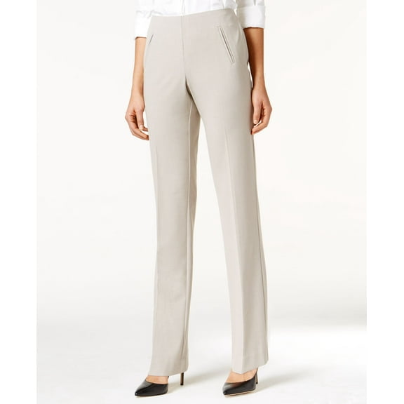 Style & Co Tummy Control Pull On Straight Leg Pants Heather Rockbird 12S