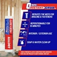 thumbnail image 4 of Loctite Power Grab Express Heavy Duty Construction Adhesive, Versatile Construction Glue for Wood, Wall, Tile, Foam Board & More - 9 fl oz Cartridge, Pack of 6, 4 of 7