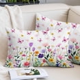 thumbnail image 2 of Spring Floral Pillow Protectors with Zipper Standard Size, Butterflies Botanical Farmhouse Soft Brushed Microfiber Breathable Throw Pillow Covers, Decorative Pillowcase for Couch Sofa Bedroom 20"x26", 2 of 9