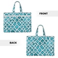 thumbnail image 4 of Handbag File Bag 15×10.6in Large Capacity Double Pocket Designed For Work Travel Travel Shopping Turquoise Moroccan Trellis Hand-Drawn Sketch_3, 4 of 8