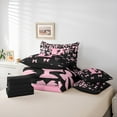 thumbnail image 6 of jejeloiu Monogrammed E Bedding Comforter Set 7pcs,Cute Bowknot Bowtie Queen Bedding Sets,Light Pink Black Queen Sets,Microfiber Room Decorative Reversible, 6 of 8