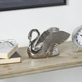 thumbnail image 2 of 11" x 8" Silver Ceramic Swan Sculpture with Textured Grooves, by DecMode, 2 of 9