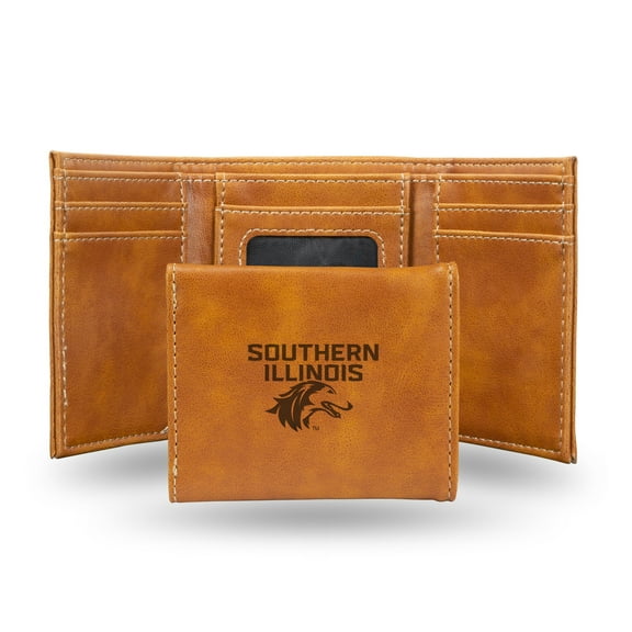 College Rico Industries Southern Illinois Salukis Brown Laser Engraved Trifold Laser Engraved Tri-Fold Wallet - Men's Accessory