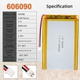 thumbnail image 4 of YDL 3.7V 4000mAh 606090 Lipo Battery Rechargeable Lithium Polymer ion Battery Pack with JST Connector, 4 of 6