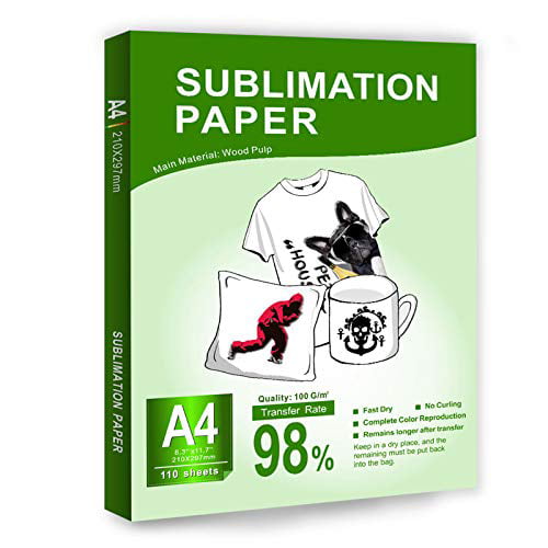 BetterSub 110 Sheets Heat Sublimation Paper Iron on T-shirt Cotton Polyester Mug 