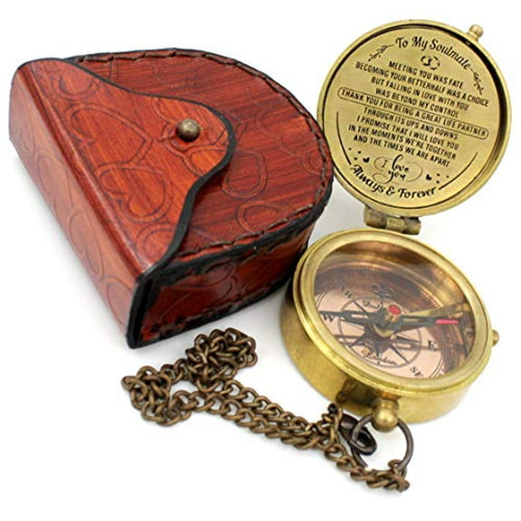 5MOONSUN5's to My Soulmate Thank You for Being a Great Life Partner- Engraved, Valentine Gift, Birthday, Long Distance, Love, Sorry, Keepsakes, Old Memories, Love Moments Compass.