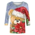 thumbnail image 4 of Bcresic Womens 3/4 Sleeve Tops for Christmas Cute Bear Graphic Tshirt Merry Christmas Shirt Funny Xmas 3D Printed Tunic Top Casual Crewneck Pullover Blouse Holiday Basic Tee Outfits,#01_Blue,Large, 4 of 5