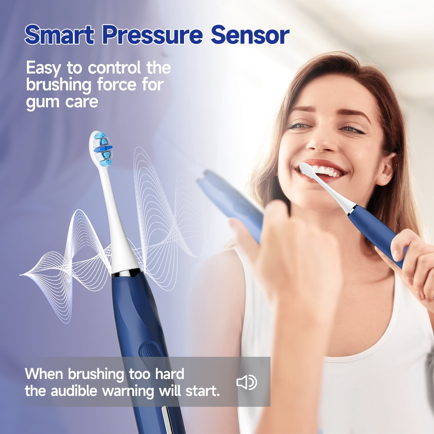 Seago Electric Toothbrush for Adult,Seamless Design,8 Brush Heads,Travel Case and Hold,Blue SG2752