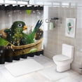 thumbnail image 7 of Orinice Green Bird Pot of Plants Water Droplets Bathroom Decor Set with Hooks, Colorful Luxurious Graphic Polyester Fabric Shower Curtain Set, Chic Modern Decor 69x72, 7 of 7