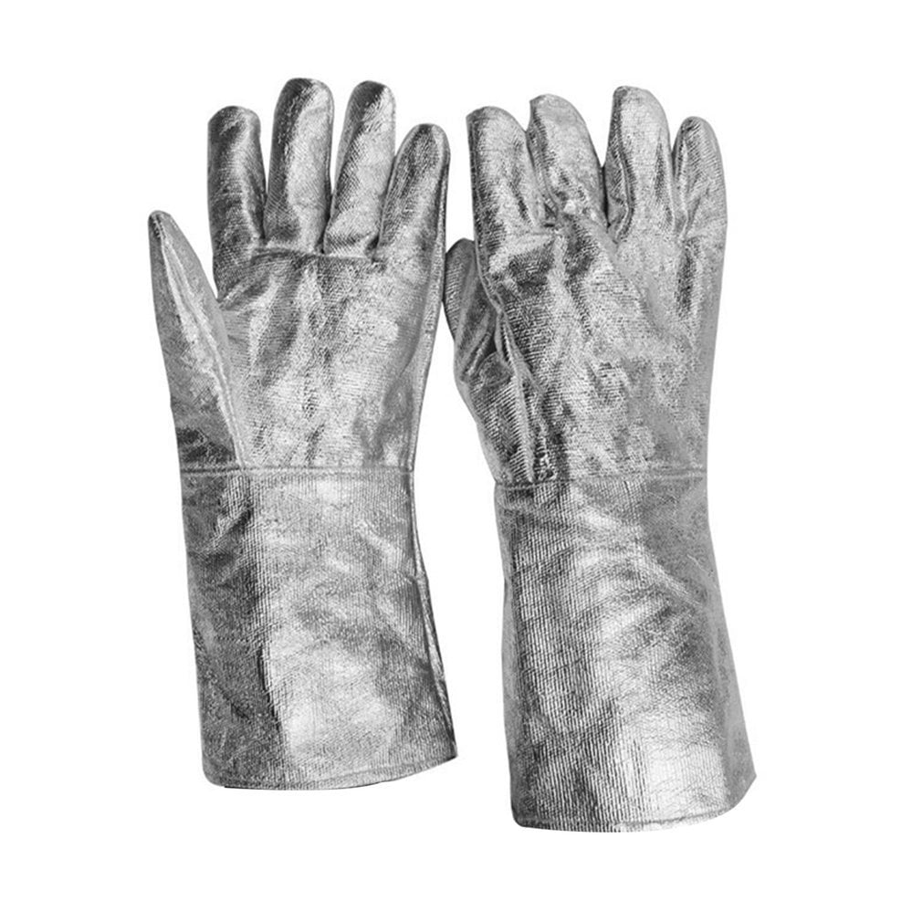 A Pair Aluminum Foil Fireproof Gloves Flexible Full Finger Heat