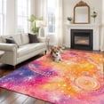 thumbnail image 3 of Abstract Cosmos Washable Living Room Rugs 8'x10', Clouds Star Pink Orange Dreamlike Low Pile Throw Large Area Rug Non-Slip Sturdy Edge Binding Carpet for Bedroom Dining Room Office, 3 of 9