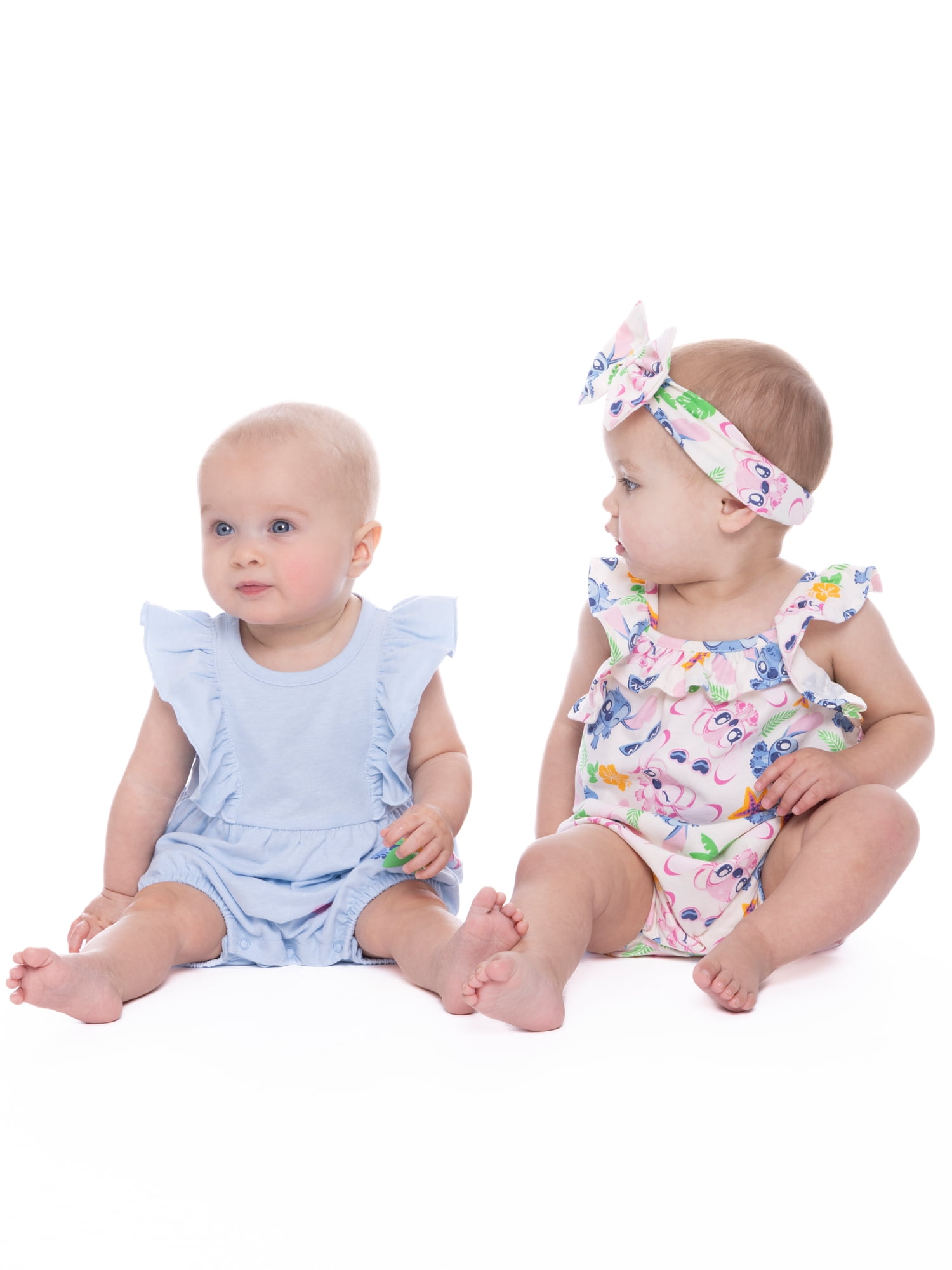 Stitch Baby Girls Romper Set, 2-Pack, Sizes 0-24 Months