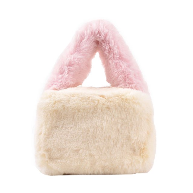 Bolso de mano de estilo nuevo de otoño e invierno de 2023, bolso de mensajero de felpa de un solo hombro, blanco