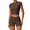 Brown, variant on KANG Workout Sets for Women 2 Piece Short Sleeves V Waist Shorts Yoga Outfits