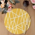 thumbnail image 3 of Yellow Geometric Round 15 Inch Placemats Set of 4, Abstract Stripes Modern Minimalist HeatResistant Non Slip Place Mats for Dining Table, Wipeable Braided Kitchen Table Mats for Housewarming, 3 of 9