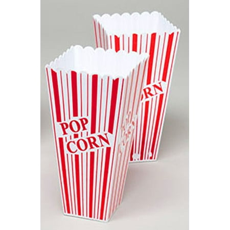 Resealable Tub - Set of 2 Popcorn Plastic Container Box Tub Bowl - Presentation is Everything