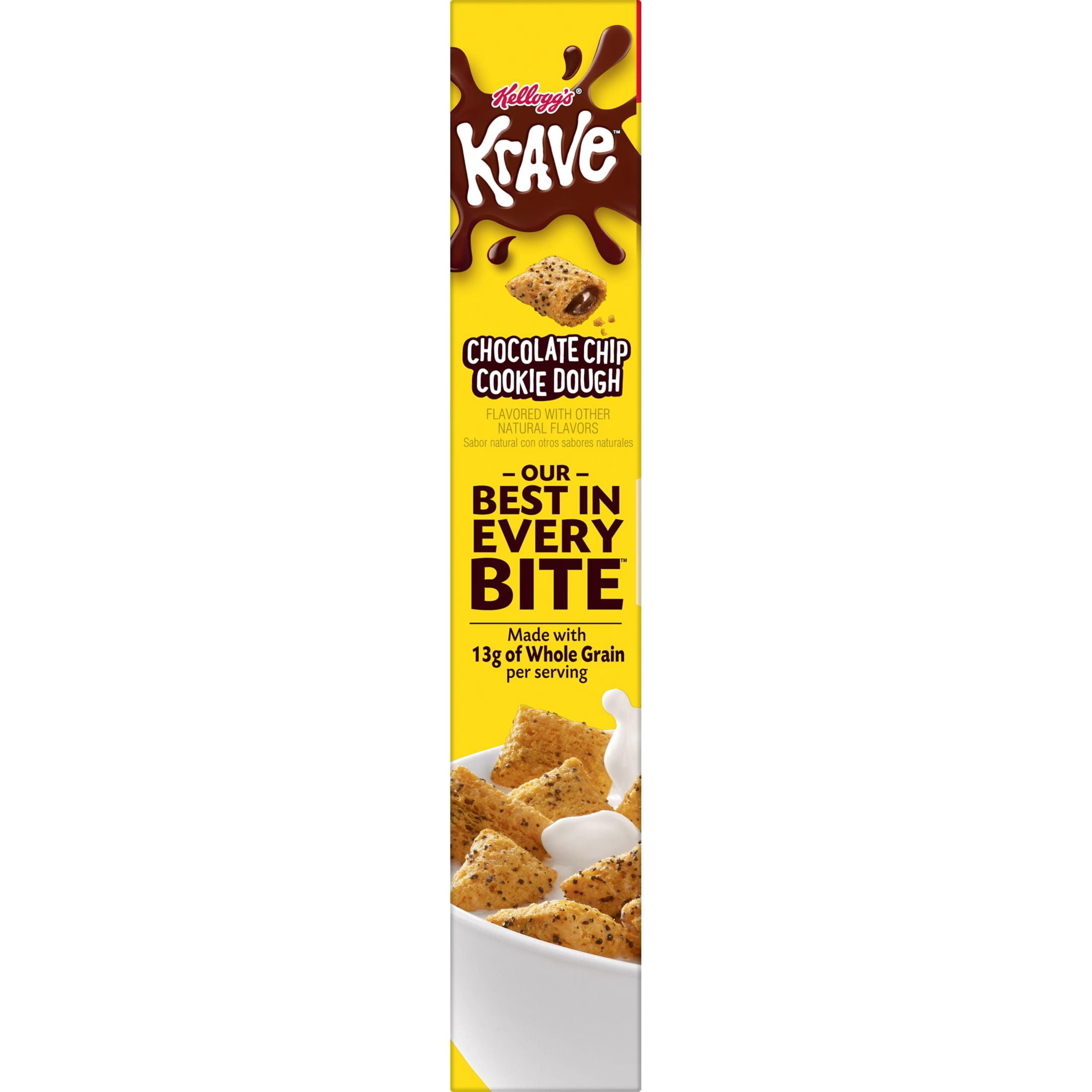 Kellogg's Krave Chocolate Chip Cookie Dough Cold Breakfast Cereal, Family Size, 16.7 oz Box