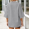 thumbnail image 4 of Women’s Casual Pullover Hoodie – Loose Fit Zip V-Neck 3/8 Sleeve Sweatshirt Top with High Low Hem, Comfortable Lightweight Blouse for Daily Wear Gray, 4 of 4
