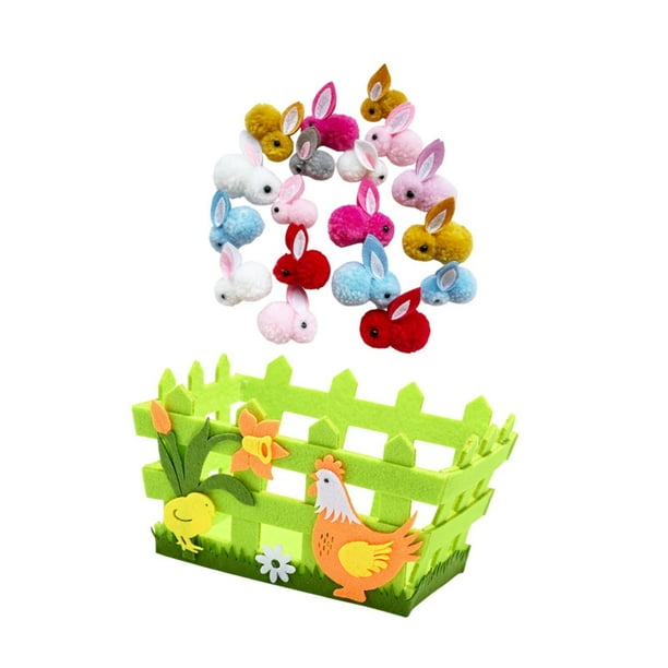 Canasta de Pascua precargada con juguetes de conejito de peluche, canastas de regalo, rellenos para Gallina de la cerca