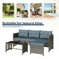 thumbnail image 2 of Walsunny 3 Pieces Patio Furniture Sectional Set, All-Weather Wicker Rattan Outdoor Furniture Set with Cushion and Glass Coffee Table, Patio Conversation Set for Garden, Backyard, Pool, Blue, 2 of 7