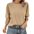 thumbnail image 2 of Texiao Summer New Fashionable Loose Round Neck Cuffs Long Edition Large Size T Shirt for Women, 2 of 6