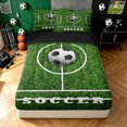 thumbnail image 2 of meiyoeat Minimalist Soccer Zipper Twin Comforter Sets with Fitted Sheet and 2 Pillowcases for Boys, Field Ball Sport Zipper Bedding Set, Green, Black Reversible, 4 Pieces, 2 of 7