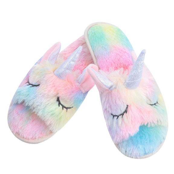 GOOHOCHY  Unicorn Winter Slippers Comfortable Warm Cozy Fuzzy Women Miss Child