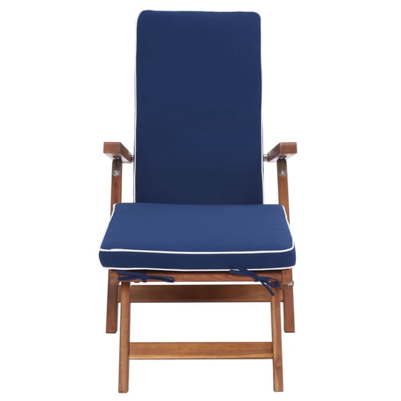 SAFAVIEH Outdoor Collection Palmdale Lounge Chair Natural/Navy