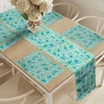 thumbnail image 2 of Ambesonne Turquiose Table Runner & Placemats, Aqua Colored Triangles, Placemat 4 pcs + Runner 12"x90", Dark Seafoam and Almond Green, 2 of 2