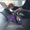 thumbnail image 2 of Allytech 2 in 1 Wallet Case for Apple iPhone 12 Pro/ 12, Detachable Cards Holder with Ring Holder Stand Shokproof Compatible with Magsafe Wireless Charging Support Protective Case for Women Men-Purple, 2 of 7