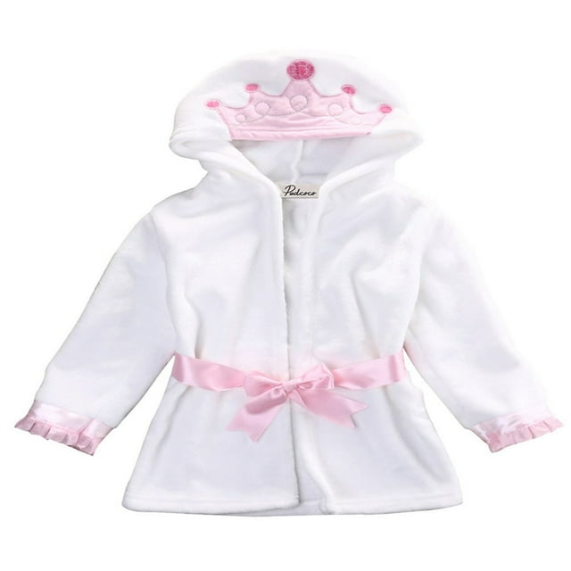 AMERTEER Kids Baby Coral Fleece Bathrobe Hooded Terry Robe Pajamas