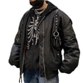thumbnail image 3 of Sudadera con Capucha y Cremallera para Mujer, con Estampado de Calaveras de Gran Tamaño, Chaquetas Informales de Moda de Otoño e Invierno Negro XL, 3 of 9