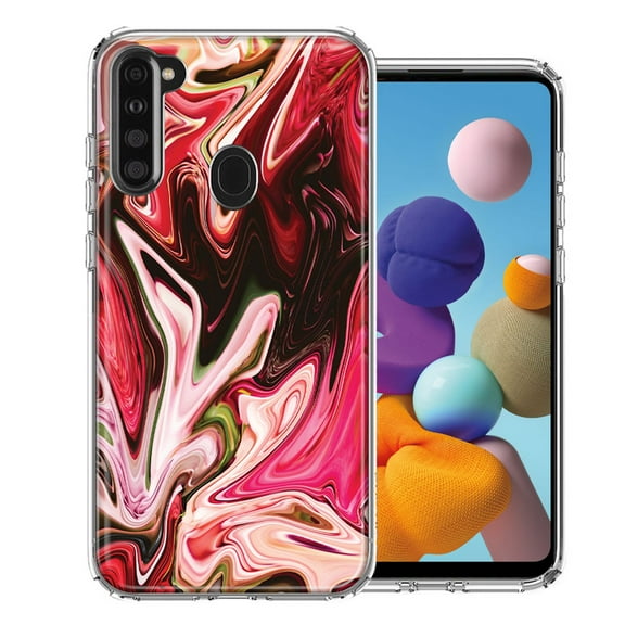 MUNDAZE For Samsung A21 Pink Abstract Design Double Layer Phone Case Cover