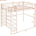 thumbnail image 5 of Twin Size Metal Loft Bed With 4 Shelves And Storage In Pink - Elegant Bedroom Style Ample Space Upgrade, 5 of 7