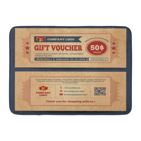 GODPOK Event Ticket Voucher in Trendy Retro Style on Grunge Front Side of and Back Certificate Vintage VIP Rug Doormat Bath Mat 23.6x15.7